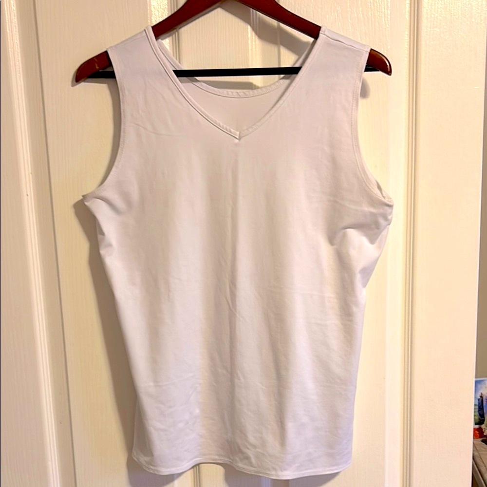 EUC- Limited White Soft Cotton Top, use as a V neck or scoop neck.
